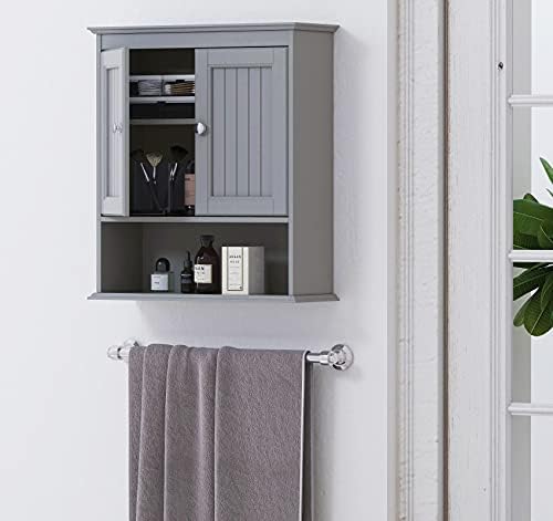 Spirich Bathroom Medicine Cabinet Over Toilet, Wall Mounted Cabinet, Gray