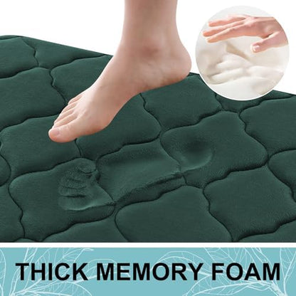 OLANLY Memory Foam Bath Mat Rug 30x20, Ultra Soft Bathroom Rugs, Dark Green
