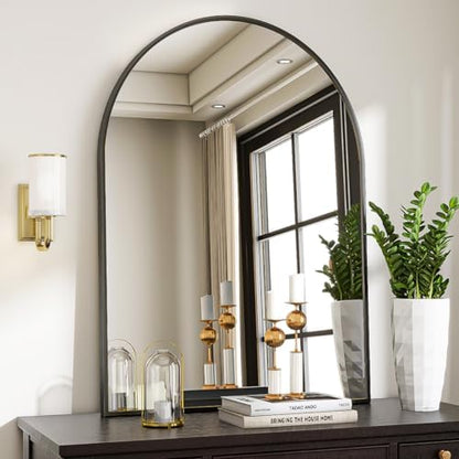 VooBang Large Arched Wall Mirror, 36 x 48 inch Arch Bathroom Mirror Black