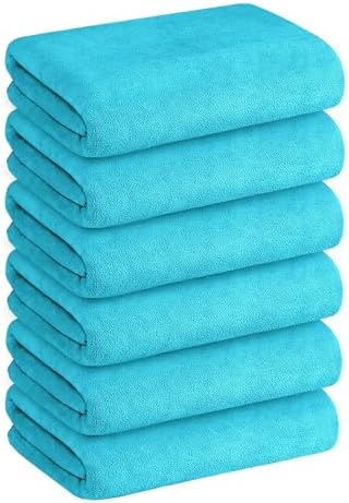 JML Microfiber Bath Towels with Hanging Loop, 30" x 60", 6 Pack