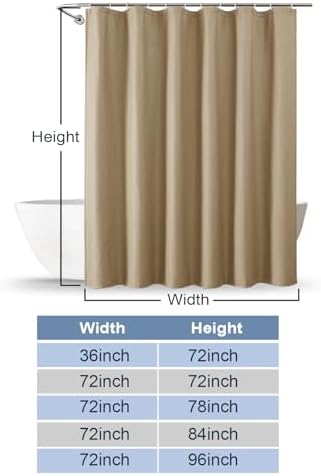 OWENIE Taupe Shower Curtain for Bathroom 84 Inches Extra Long, Elegant 3D Embossed Textured Cloth Waffle Shower Curtain, Modern Luxury Hotel Style, Water Repellent, Machine Washable, 72X84