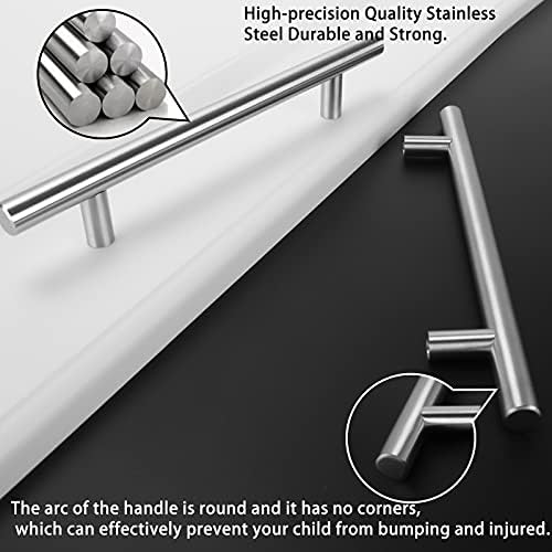 homdiy 96mm Cabinet Handles Drawer Pulls - HD201SN Cabinet Hardware Brushed Nickel Cabinet Pulls 10 Pack Modern Cupboard Handles for Kitchen Cabinets
