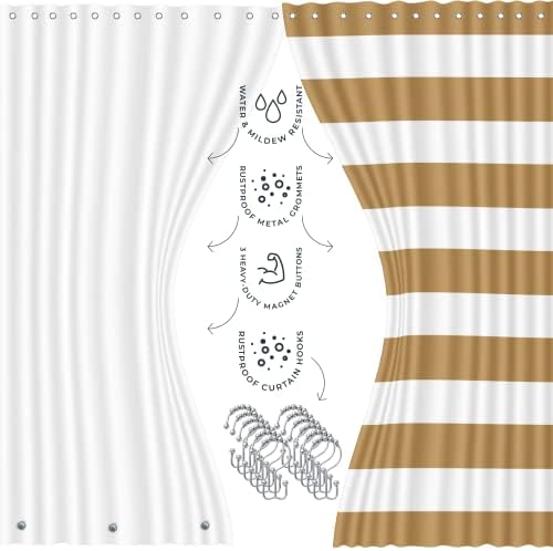 Clara Clark Bathroom Set – Bathroom Sets with Shower Curtain and Rugs, Soft Bathroom Rugs Non Slip, 23PC Gold Bathroom Accessories Set Complete with Bath Rugs, Shower Curtain Set with Liner and Hooks