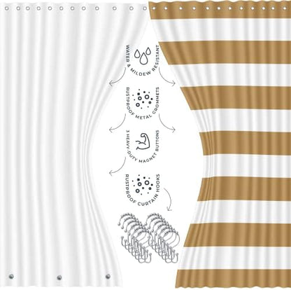 Clara Clark Bathroom Set – Bathroom Sets with Shower Curtain and Rugs, Soft Bathroom Rugs Non Slip, 23PC Gold Bathroom Accessories Set Complete with Bath Rugs, Shower Curtain Set with Liner and Hooks