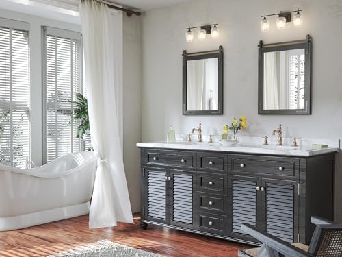 Farmhouse Bathroom Mirror, 22"x30" Black Rustic Farmhouse Mirror