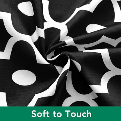 Fabric Modern Extra Long Shower Curtains for Bathroom-Black and White