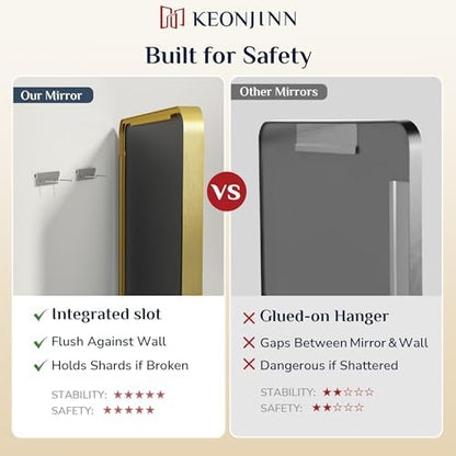 Keonjinn 40 x 30 Inch Brushed Gold Bathroom Mirrors for Over Sink