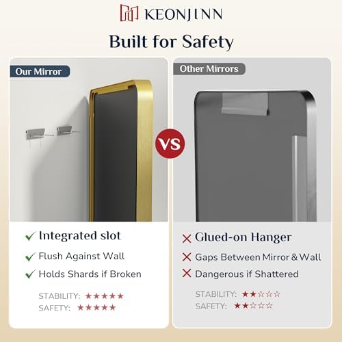 Keonjinn 22 x 30 Inch Brushed Gold Bathroom Mirrors for Over Sink