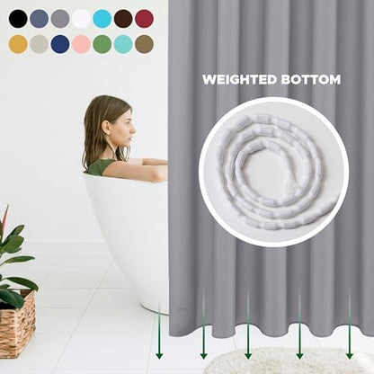 Fabric Shower Curtain Liner 72"Wx84"L-Silver Grey Extra Long Shower Liners