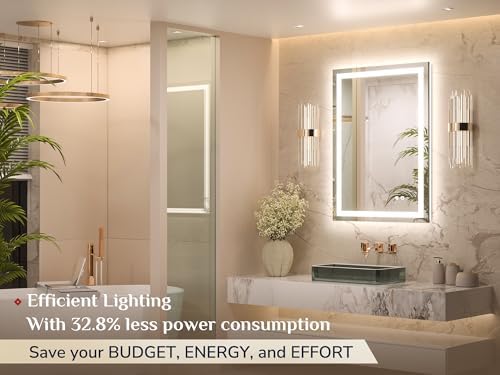 Keonjinn 24x36 Inch LED Bathroom Mirror with Lights, Frontlit & Backlit