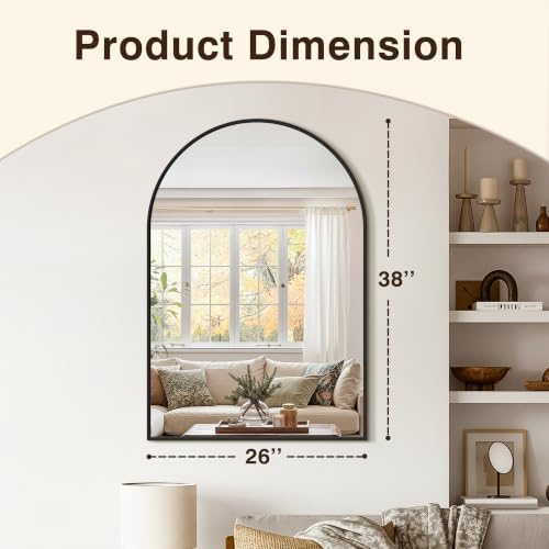 Arched Bathroom Vanity Mirror for Over Sink, 2 Pack 38”x26”, Black