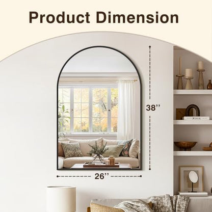 Arched Bathroom Vanity Mirror for Over Sink, 2 Pack 38”x26”, Black