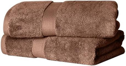 SUPERIOR Egyptian Cotton Plush & Absorbent, Bath Towel Set of 2, Chocolate
