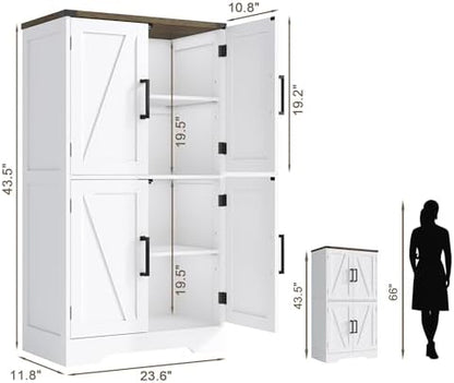 Treocho Farmhouse Bathroom Floor Cabinet with Adjustable Shelves