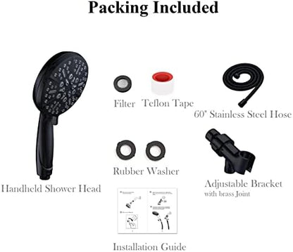Matt Black Shower Head with Handheld Spray High Pressure-Multifunction Strong Flow Rain Massage Showerhead with Extra long Hose and Adjustable Overhead Holder – La Mejor Regaderas Modernas Para Ducha