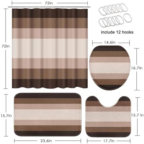 Bathroom Sets with Shower Curtain and Rugs, 4 Pcs, Abstract Ombre
