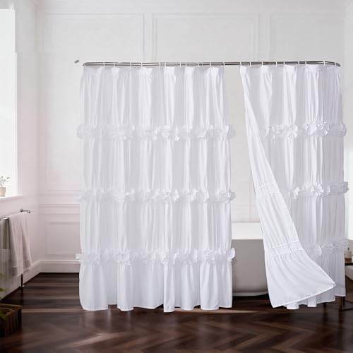 Homechoice Decor Fabric Shower Curtain 2 Pack, 72" W x 96" L x 2 Panels