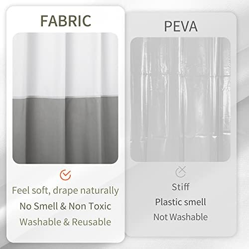 ALYVIA SPRING Waterproof Fabric Shower Curtain or Liner White/Grey, 72x72