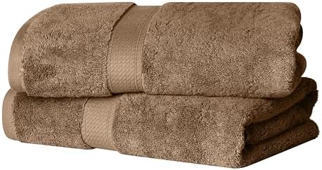 SUPERIOR Egyptian Cotton Plush & Absorbent, Bath Towel Set of 2, Latte
