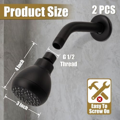 AISOSO Fixed Shower Head High Pressure 2PCS 3 Inch Showerhead Matte Black