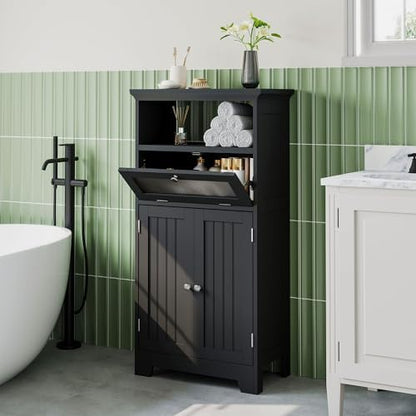 ChooChoo Bathroom Cabinet with Flip Glass Drawer,Freestanding