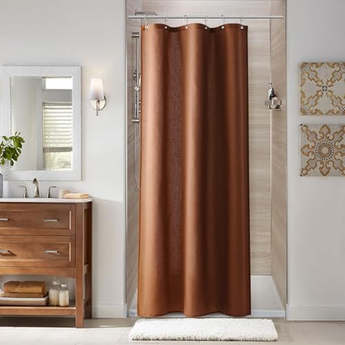 Naturoom Linen Shower Curtain 36x72 Inch for Bathroom Rustic Brown 1 Panel