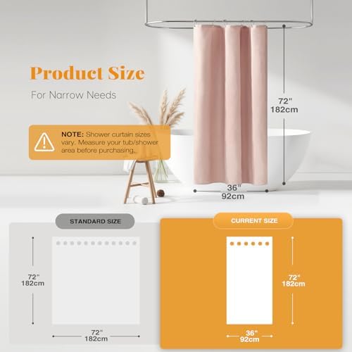 BTTN Stall Linen Textured Waterproof Shower Curtain Set, 36x72, Blush Pink