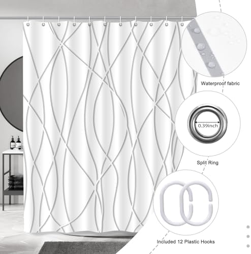 Striped Shower Curtain for Bathroom, Grey Shadow, 72" W x 72" L