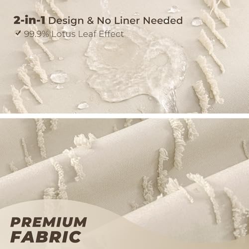 Beige Boho Fabric Shower Curtain 36 x 72 Inches