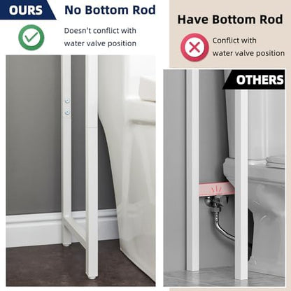 MOHOPE 2-Tier Over The Toilet Storage with 2 Fabric Drawers, Freestanding Above The Toilet Storage Cabinet, Space Saver Metal Over Toilet Bathroom Organizer Shelf for Small Space, Natural and White