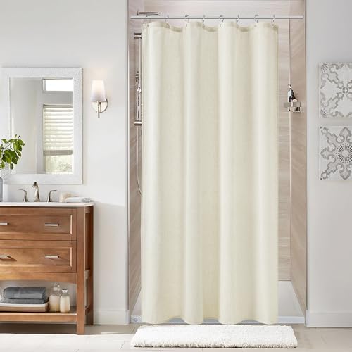Naturoom Linen Shower Curtain 48x72 Inch for Bathroom Ivory 1 Panel