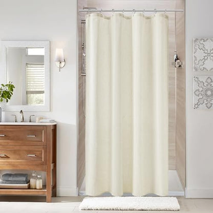 Naturoom Linen Shower Curtain 48x72 Inch for Bathroom Ivory 1 Panel
