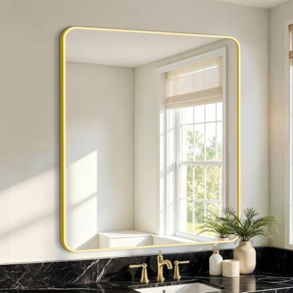 Vanity Bathroom Mirror, 36”x30” Gold Bathroom Mirror for Over Sink