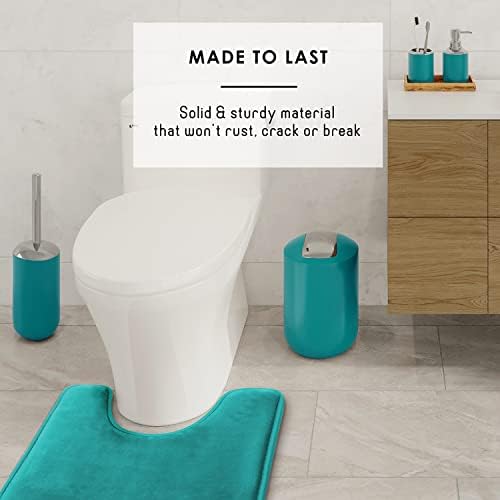 Clara Clark Bathroom Set - Teal Bathroom Accessories Set, 20PC Bathroom Accessory Set, Shower Curtain Set with Liner, Toothbrush Holder, Soap Dispenser, Soap Dish, Toilet Brush Holder, and Trash Can