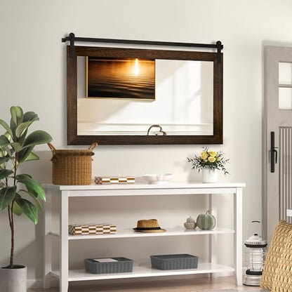 COGOOD Farmhouse Bathroom Mirrors for Over Sink - 30 x 41 Black Brown