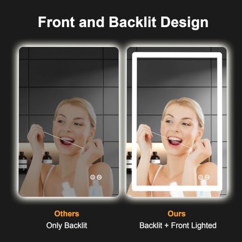 TRAHOME LED Bathroom Vanity Mirror with Lights, 20"x30" Lighted Wall Mirror