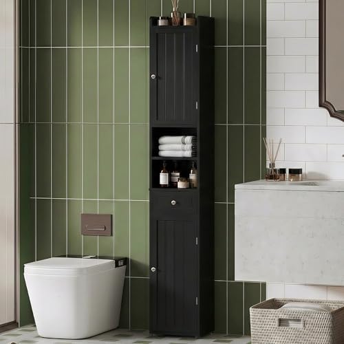 ChooChoo Tall Bathroom Storage Cabinet with Drawer, 11.8" x 11.8" x 70.8"