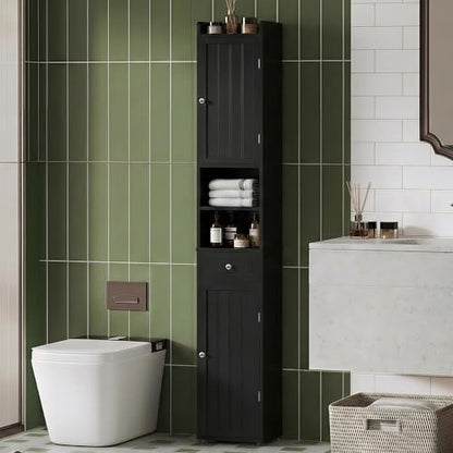 ChooChoo Tall Bathroom Storage Cabinet with Drawer, 11.8" x 11.8" x 70.8"