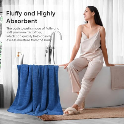 HOMEXCEL 4PK Bath Towel Set, 30x60 in, Absorbent Large Towels for Bathroom