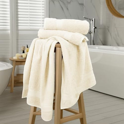 Commercial Bulk Pack of 12 Bath Towels – 100% Cotton Terry 24" x 48" – Ideal for Hotels, Salons, Gyms, Spas & Institutional Use – Ivory