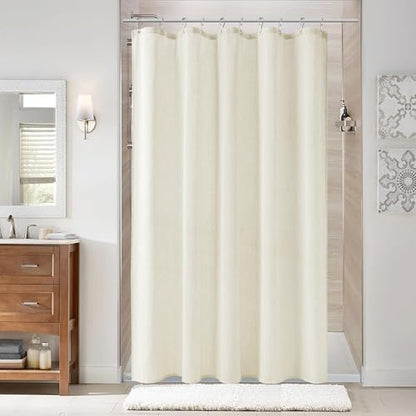 Naturoom Linen Shower Curtain 60x72 Inch for Bathroom Ivory 1 Panel
