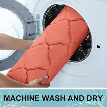 OLANLY Memory Foam Bath Mat Rug 24x16, Ultra Soft Bathroom Rugs, Coral