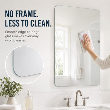 USHOWER 2-Pack Frameless Bathroom Mirrors for Over Sink, 24x36 Inch