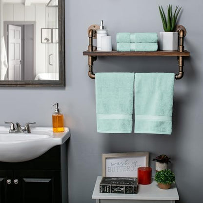 SUPERIOR Egyptian Cotton Plush & Absorbent, Hand Towel Set of 4, Sea Foam