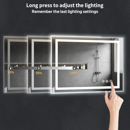 24"x50" LED Bathroom Mirror with Lights, Anti-Fog, Backlit+Frontlit