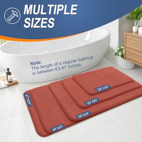 OLANLY Memory Foam Bathroom Runner Rugs 47x17, Long Mats, Rustic Terracotta