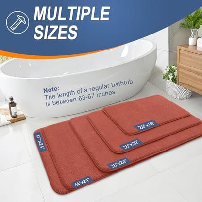 OLANLY Memory Foam Bathroom Runner Rugs 44x24, Long Mats, Rustic Terracotta