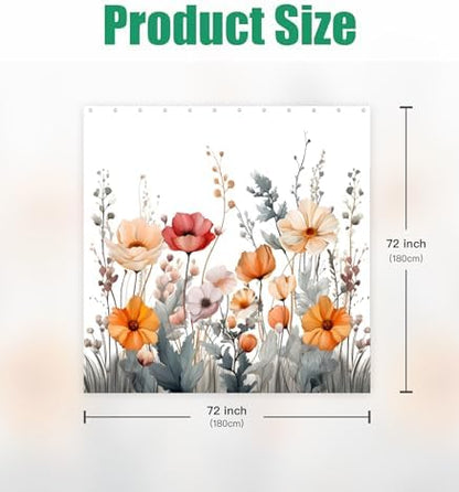 Bathroom Shower Curtain Cute Cortinas para Baño 72 x 72, Wildflower
