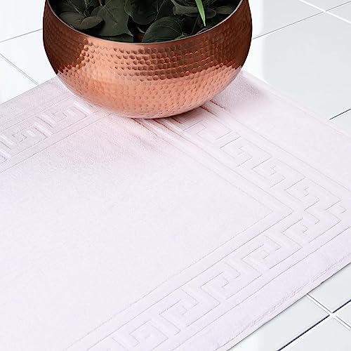 Superior Heavyweight Cotton Bath Mats, Bath Rugs For Bathroom Accessories, Washable Rug For Shower, Bath, Toilet, Modern Decor, No Backing, Luxury Hotel And Spa Quality, Set of 2, 22" x 35", White