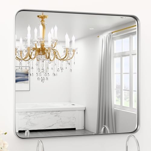 36" x 36"Brushed Nickel Bathroom Mirrors for Over Sink,Aluminum Frame